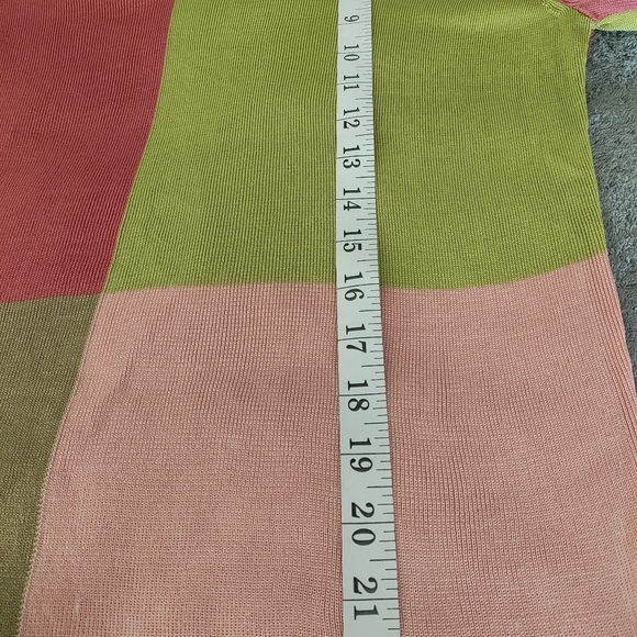 CARLISLE WOMEN'S SILK SWEATER  MULTICOLOR BLOCK PATTERN SIZE LARGE MINIMALIST - Picture 11 of 15